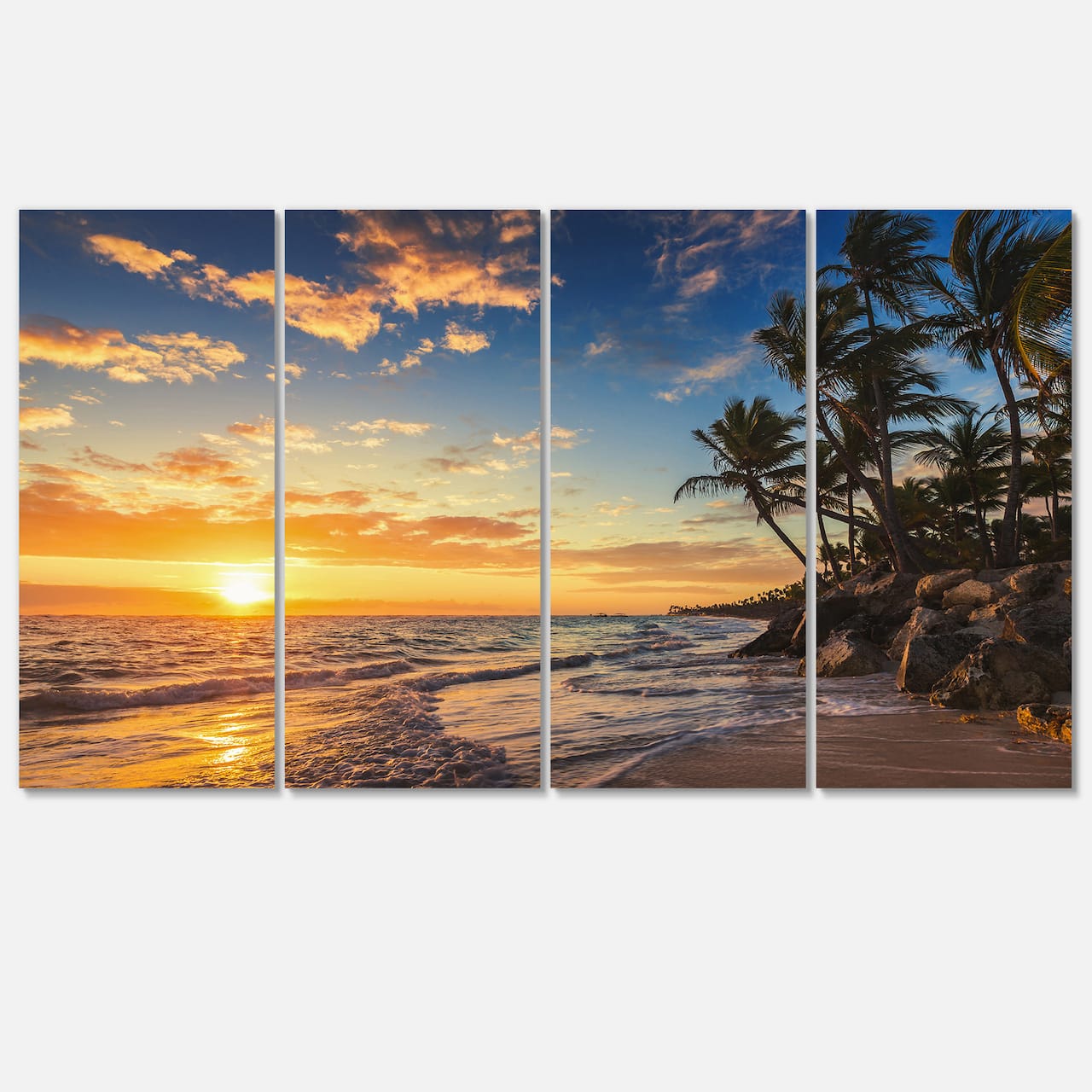 Designart - Paradise Tropical Island Beach with Palms - Extra Large Seascape Art Canvas